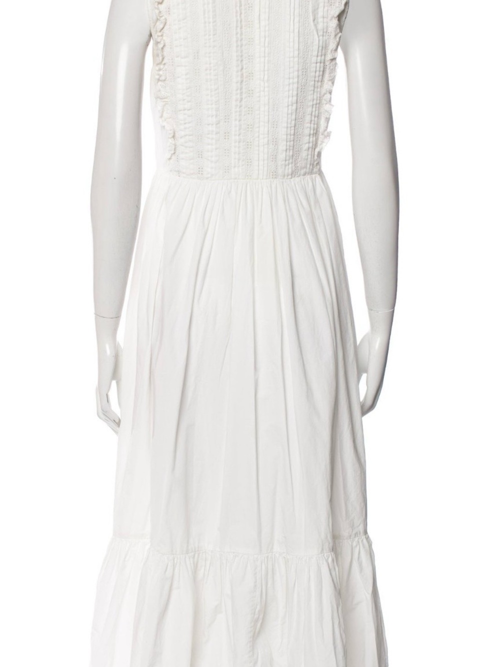 Doen White Ruffled Button-Front Midi Dress - Picture 2 of 11